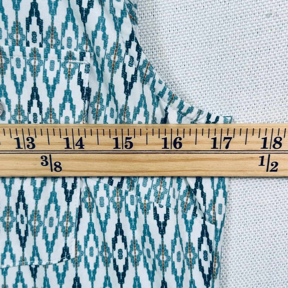 Eddie Bauer Midi Shirt Dress S Teal Geometric Tribal Sleeveless Athletic Outdoor - Picture 9 of 11